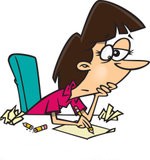 Cartoon-Of-An-Author-Woman-With-Writers-Block-Royalty-Free-Vector-Clipart